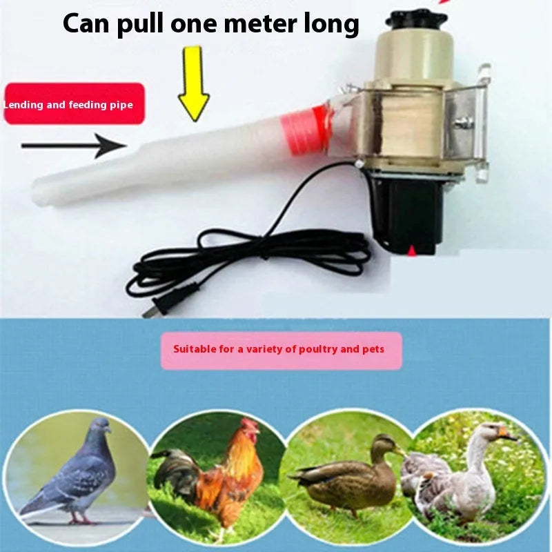 Automatic chicken feeding machine with solar panel and waterproof caisson housing for poultry farms