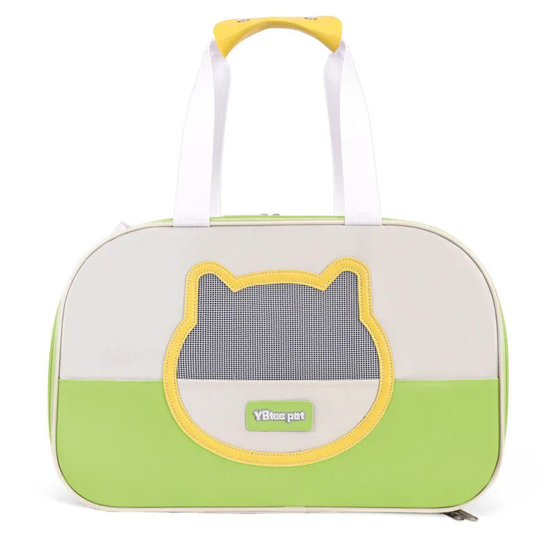 Foldable cat backpack carrier in Oxford cloth with large capacity and breathable design for pet transport