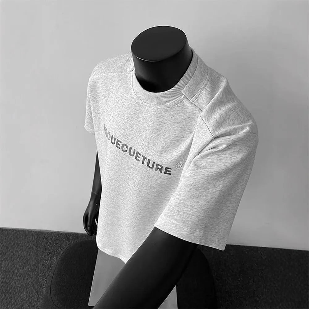 Men's cotton short sleeve t-shirt with letter print in loose fit pullover style