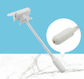 Manual electric pumping water device with long silicone straw and blue pressure handle on a drink bottle