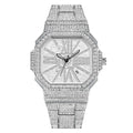 Full diamond square water diamond watch with alloy band and 46mm dial in gold finish
