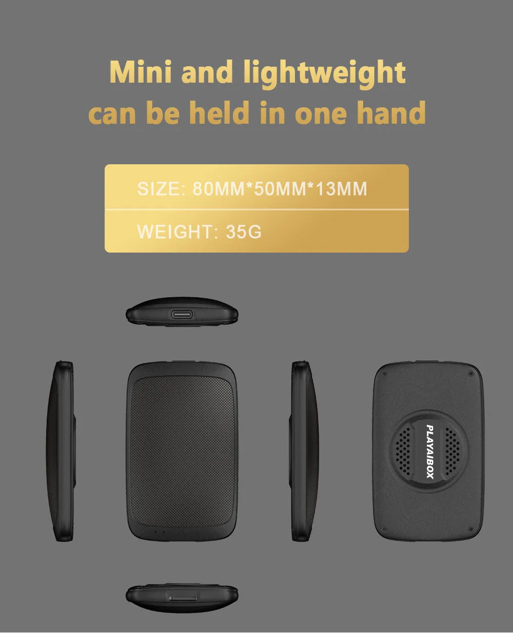 Black Carplay Box for Android 11 with 9-inch touch screen, showing Type-C port and compact 80mm size.