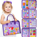 Soft felt busy board for toddlers with dressing and buttoning activities, foldable design, colourful style