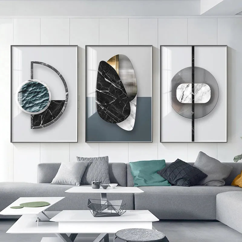 Abstract geometric pattern canvas painting wall art in multiple size options