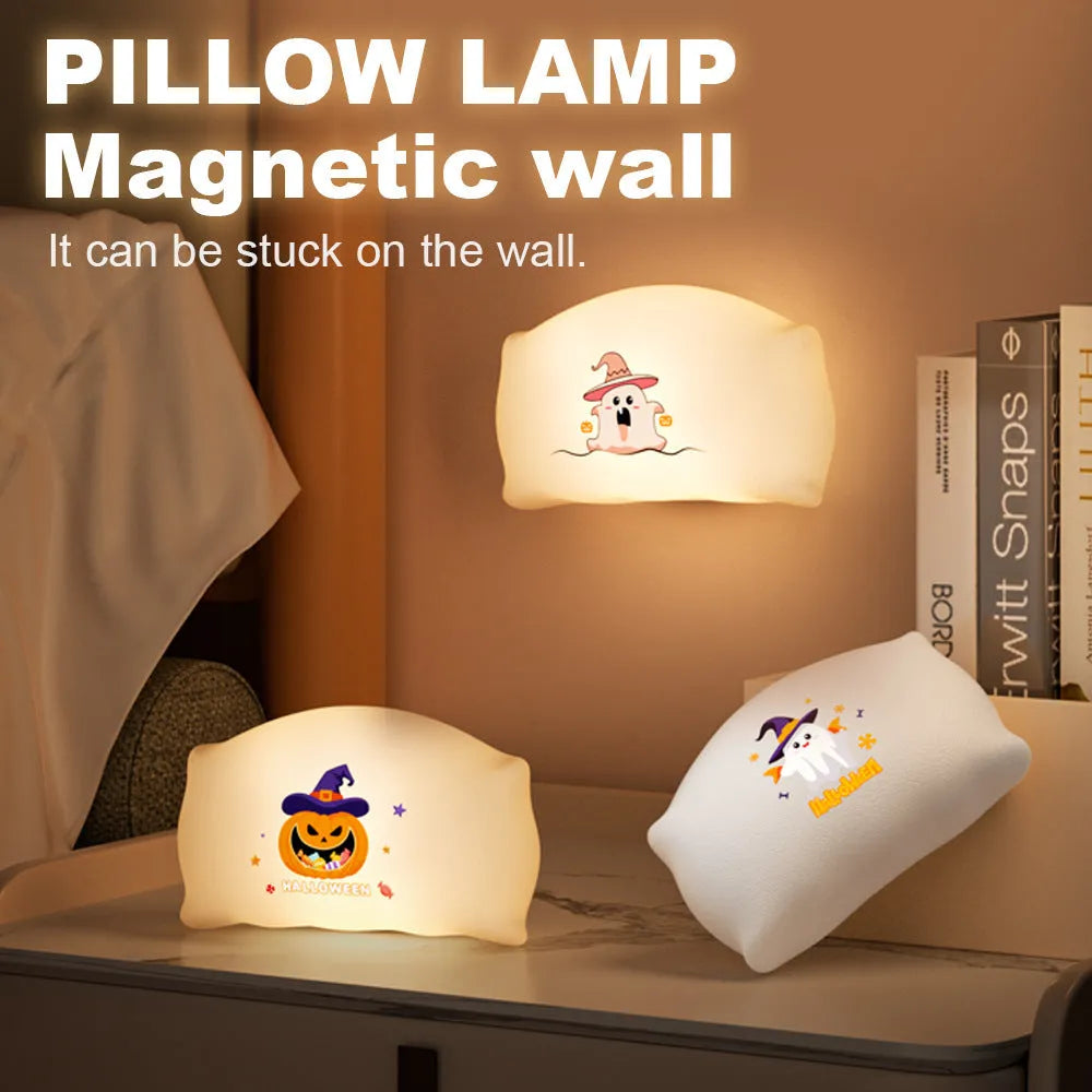 Cartoon Halloween table lamp in Magic Ghost or Pumpkin Ghost design with warm LED glow.