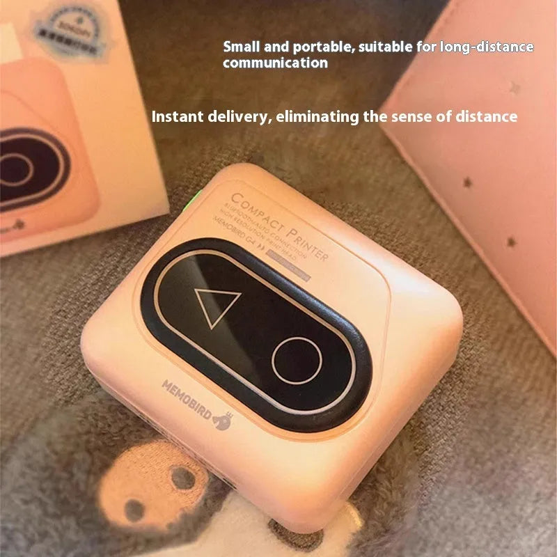 Avocado green Bluetooth thermal mini printer next to mobile phone, showing its compact 87x79x39mm size.