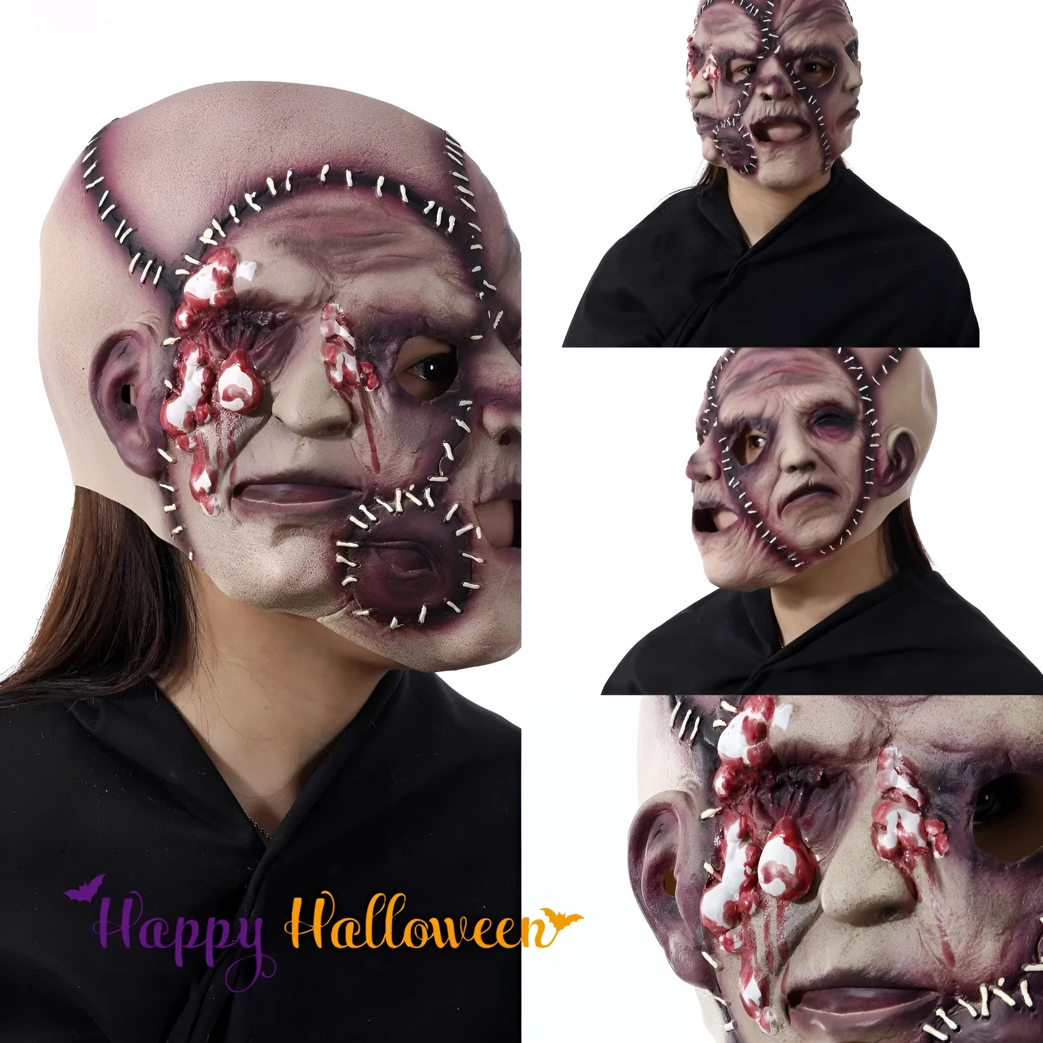 Plastic three-sided grimace horror mask for Halloween and cosplay events