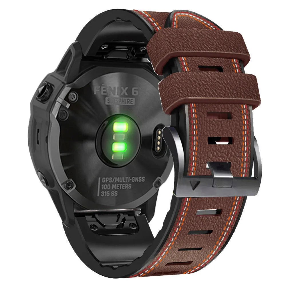 Garmin Fenix replacement watchband in silicone leather with quick-release mechanism