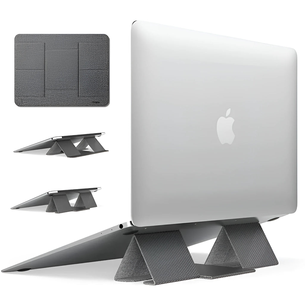 Ringke Folding Stand2 grey notebook stand folded, 210x160mm PU and metal with non-slip sticker