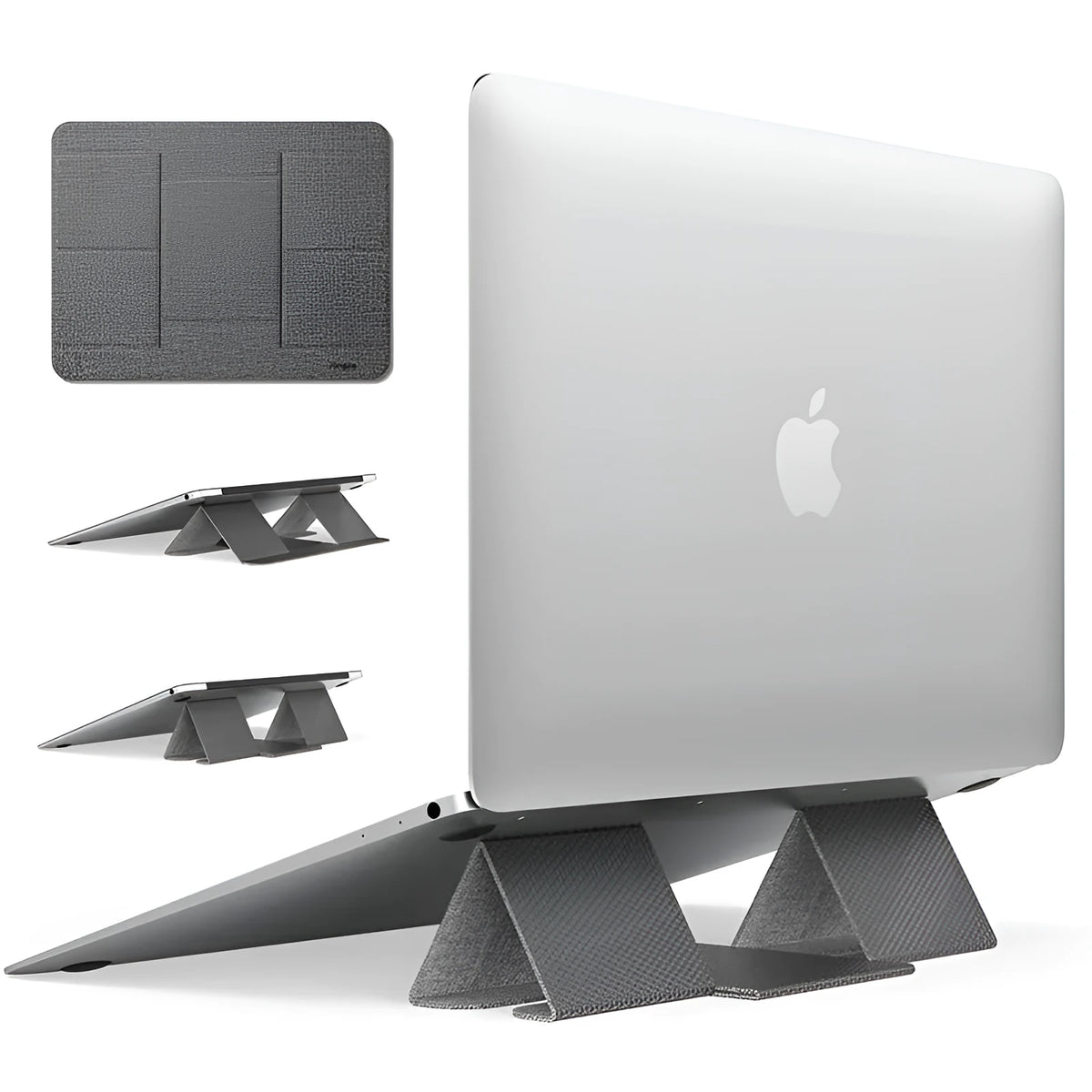 Ringke Folding Stand2 grey notebook stand folded, 210x160mm PU and metal with non-slip sticker