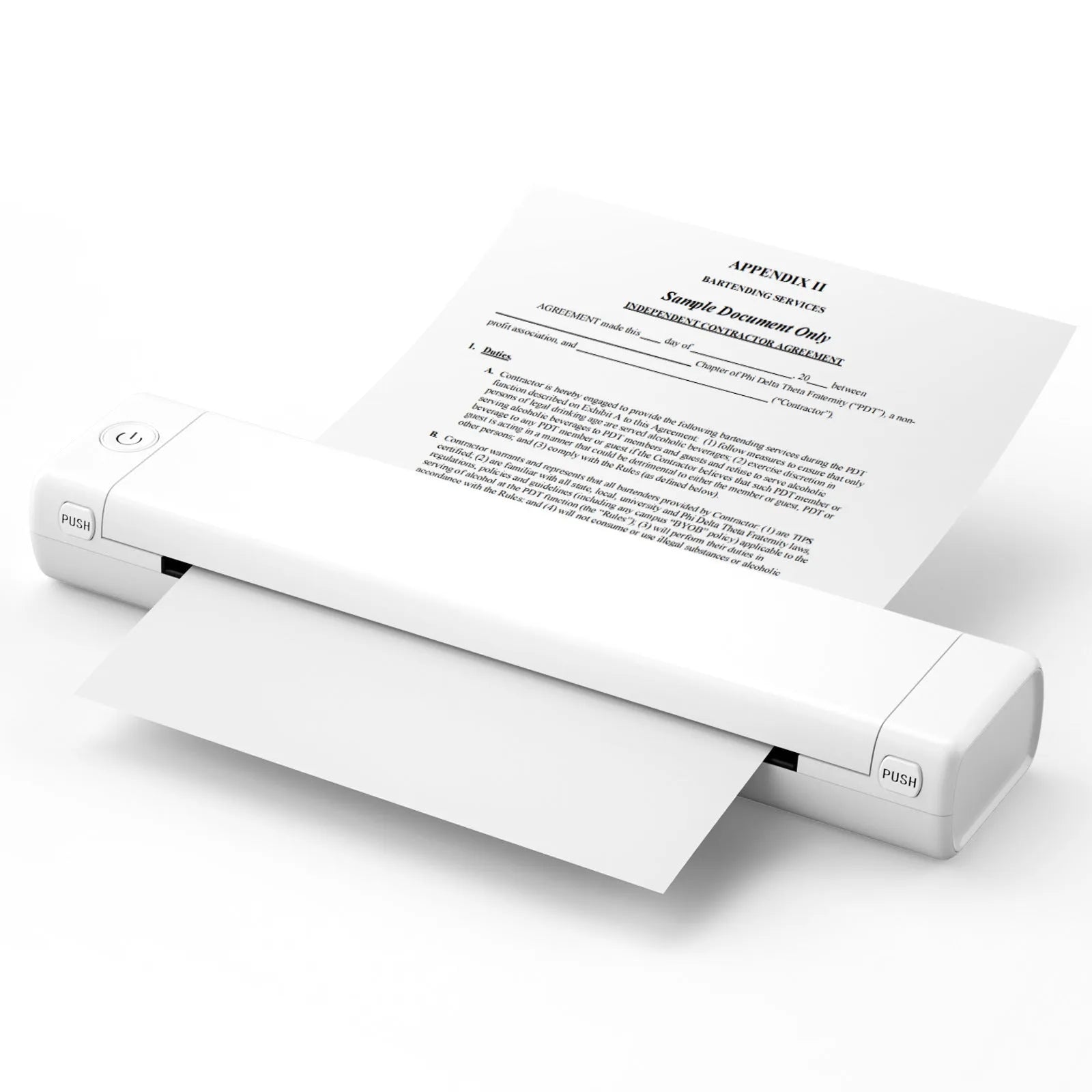 Phomemo M08F A4 portable thermal printer in silver black colour with charging cable