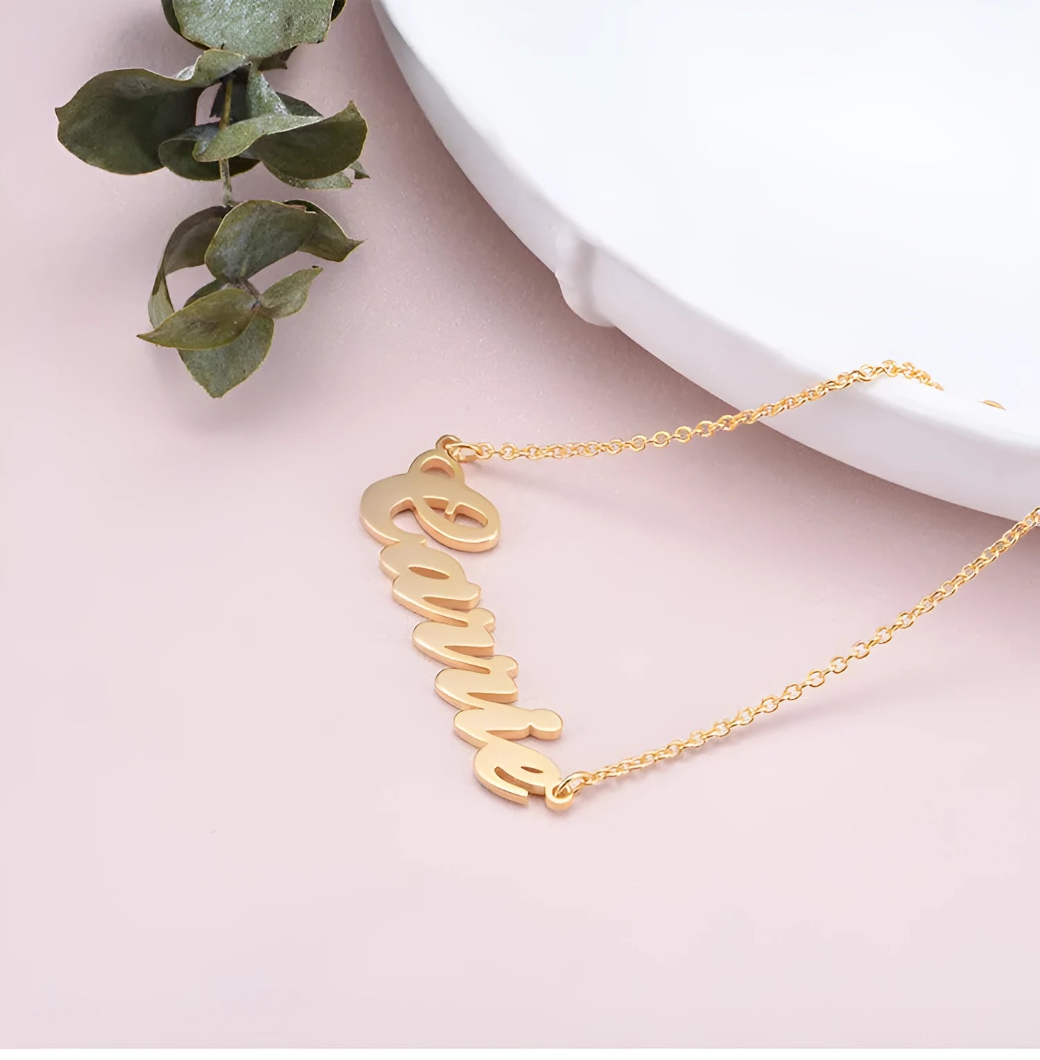 Custom name bracelet in gold finish with the name Sarah in Edward font style