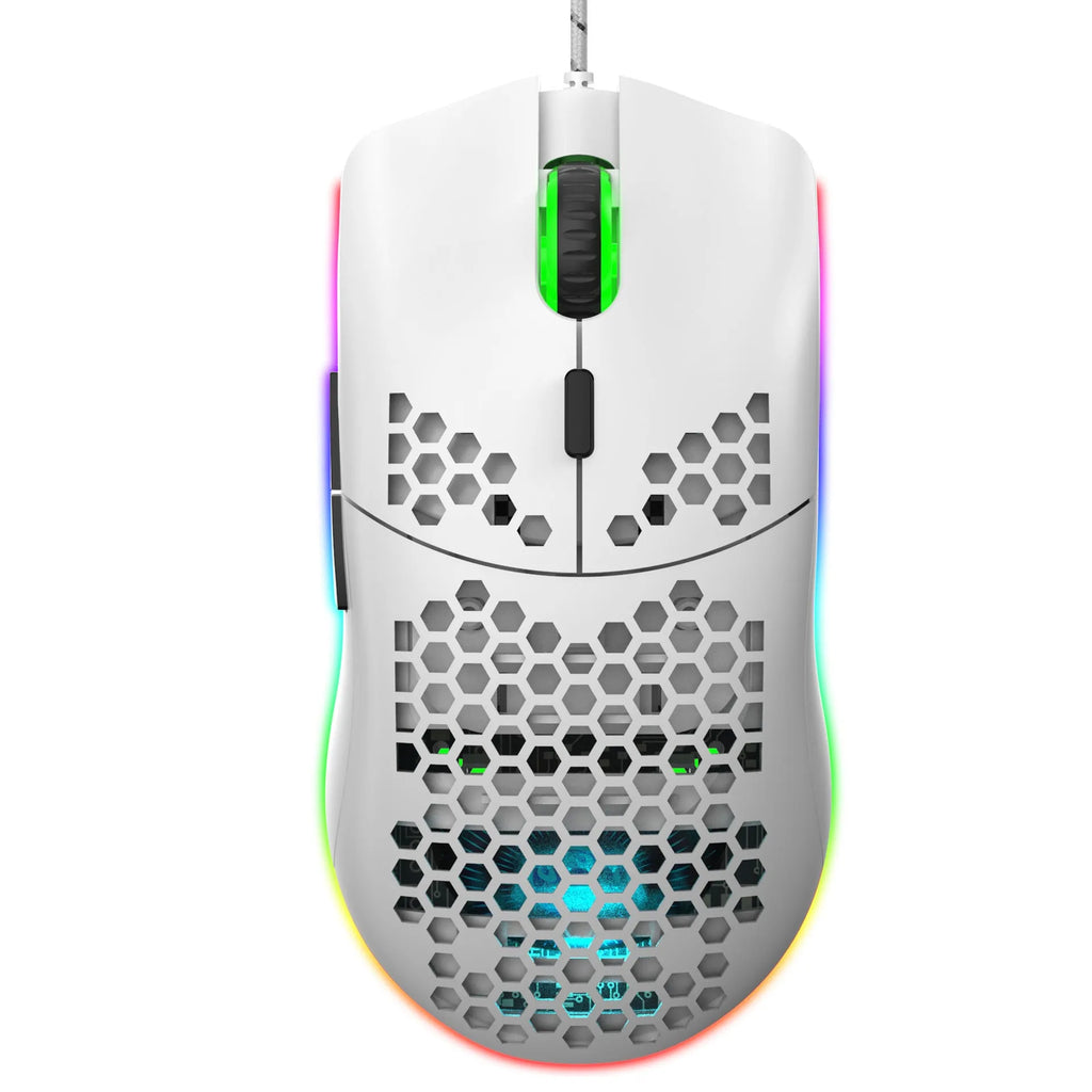 Lightweight honeycomb shell wired gaming mouse J900 RGB with 6 buttons, 150cm cable, black colour