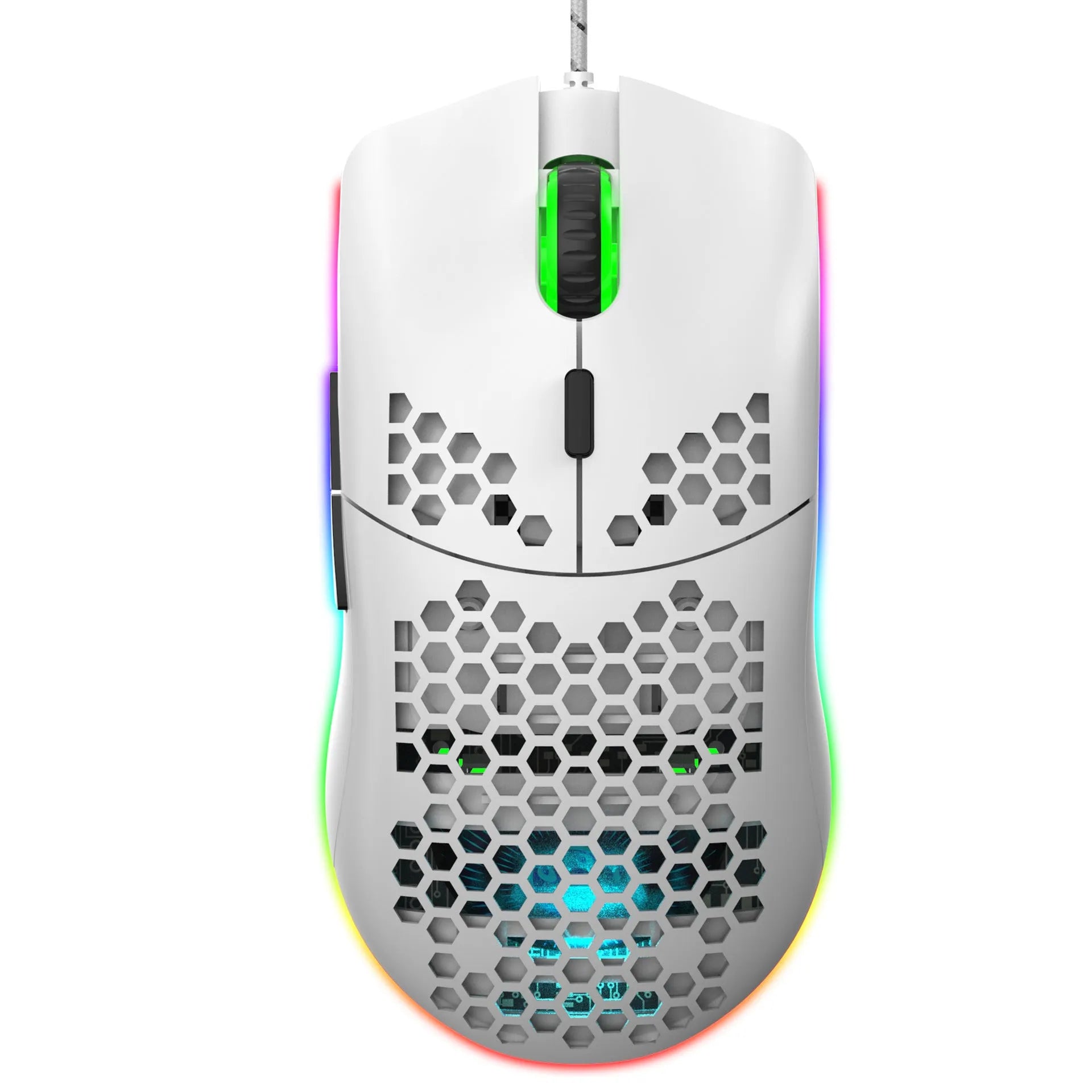 Lightweight honeycomb shell wired gaming mouse J900 RGB with 6 buttons, 150cm cable, black colour