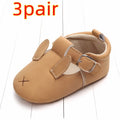 Spring autumn cartoon animal baby shoes in beige panda design with matte nubuck leather upper and soft non-slip sole.