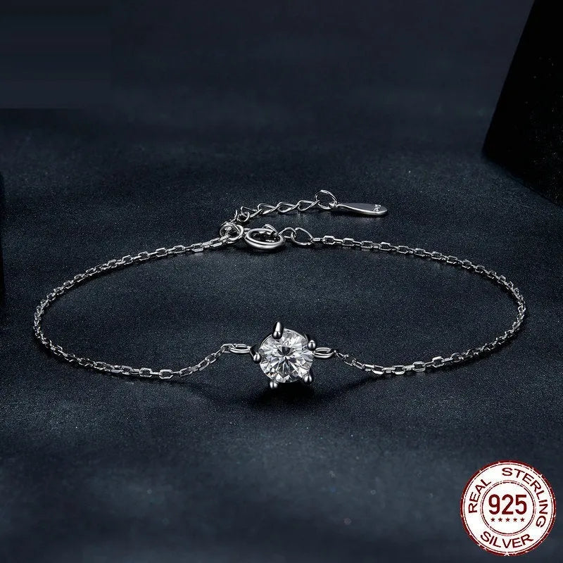 Rhyme S925 silver shining diamond bracelet for women round diamonds electroplated finish large or small size
