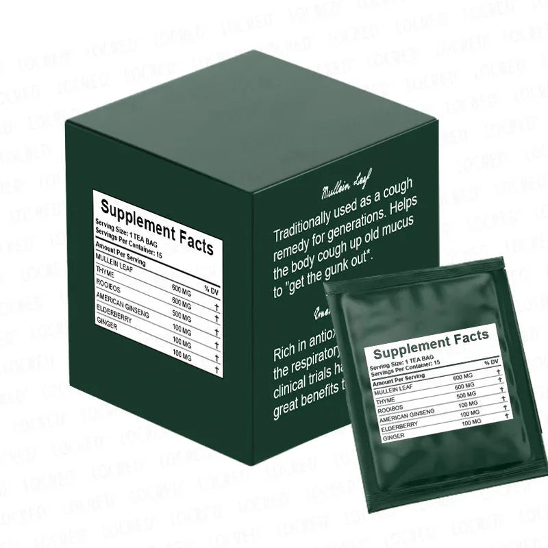 Box of sugar-free hairy flower tea bags containing 15 individual packs