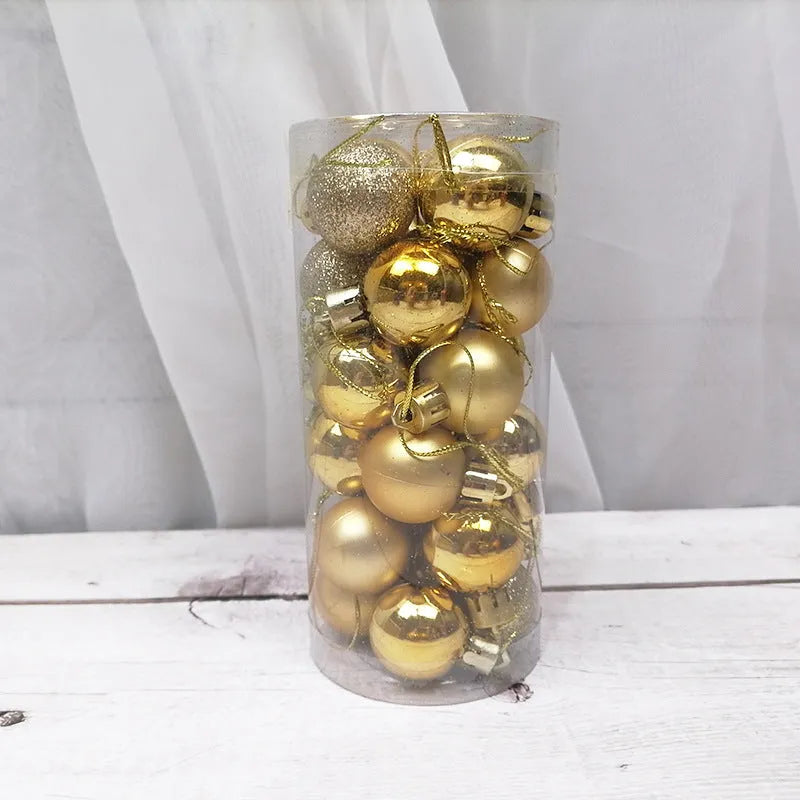 Shiny matte electroplated barrel-shaped plastic Christmas bauble in assorted colours, 6cm diameter.