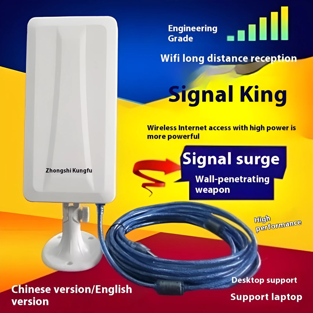 White USB wireless network card with integrated antenna for computer Wi-Fi connectivity