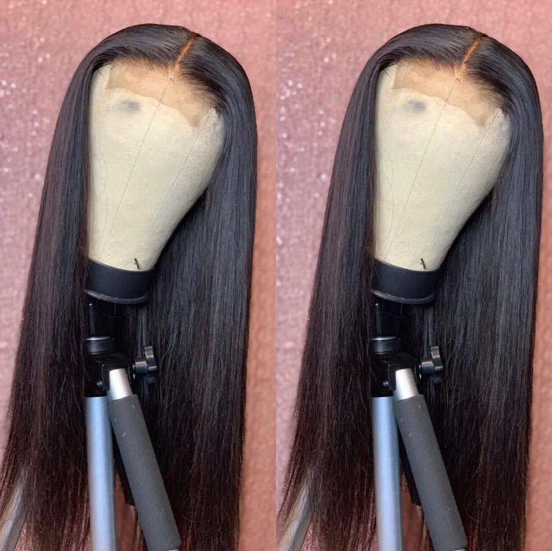 Brazilian straight front lace wig human hair black 4x1 lace 30 inch length