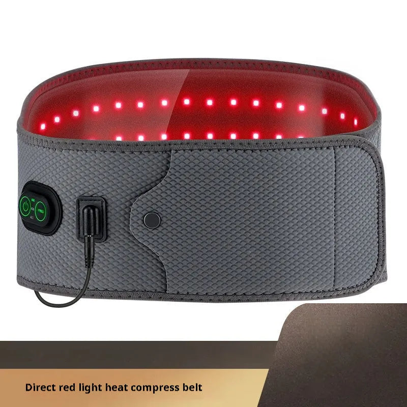 Grey neoprene physical therapy belt with red light therapy for waist support