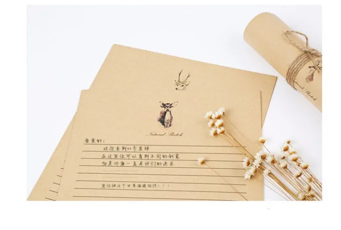 Fawn Kraft Stationery set of 10 kraft paper sheets in 26x18.7cm with four colour options