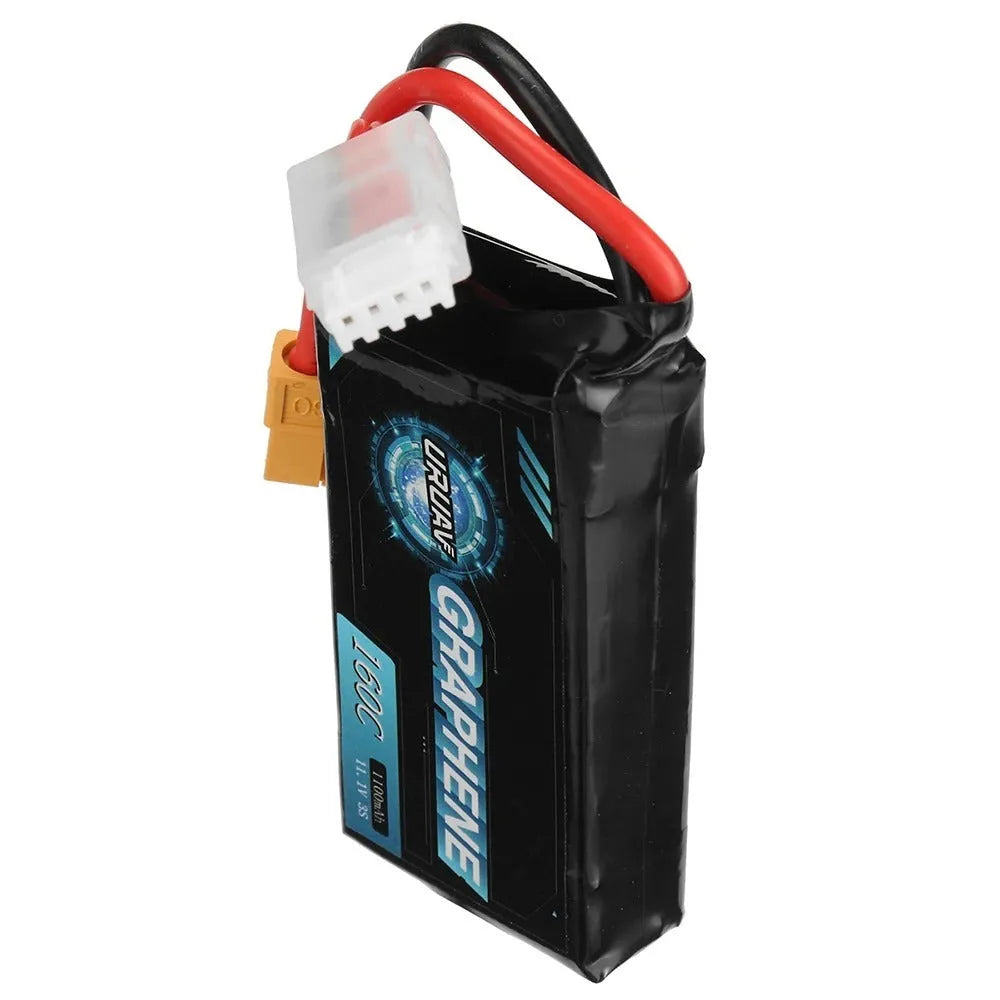 A 7.4V 1200mAh lithium battery for RC models measuring 15mm by 36mm by 70mm.