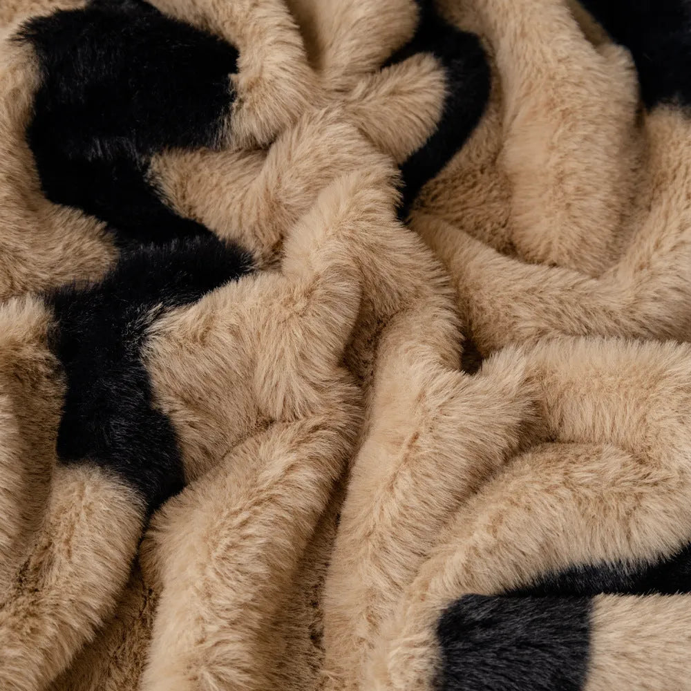 Zebra pattern flannel sofa slipcover with matching pillowcase in caramel colour option