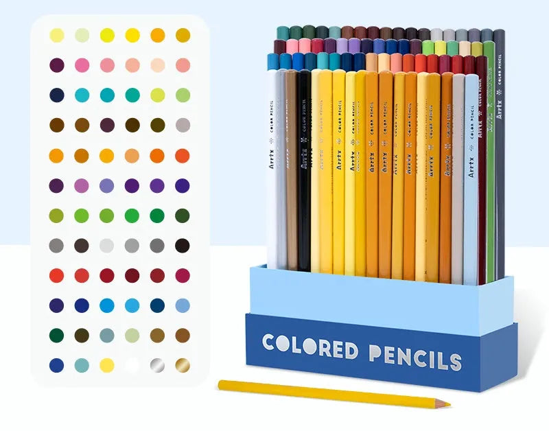 Boxed set of 72 basswood coloured pencils with soft cores for art and drawing.