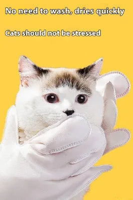 Pack of 6 disposable pet bath gloves for cats and dogs, pre-moistened wipes