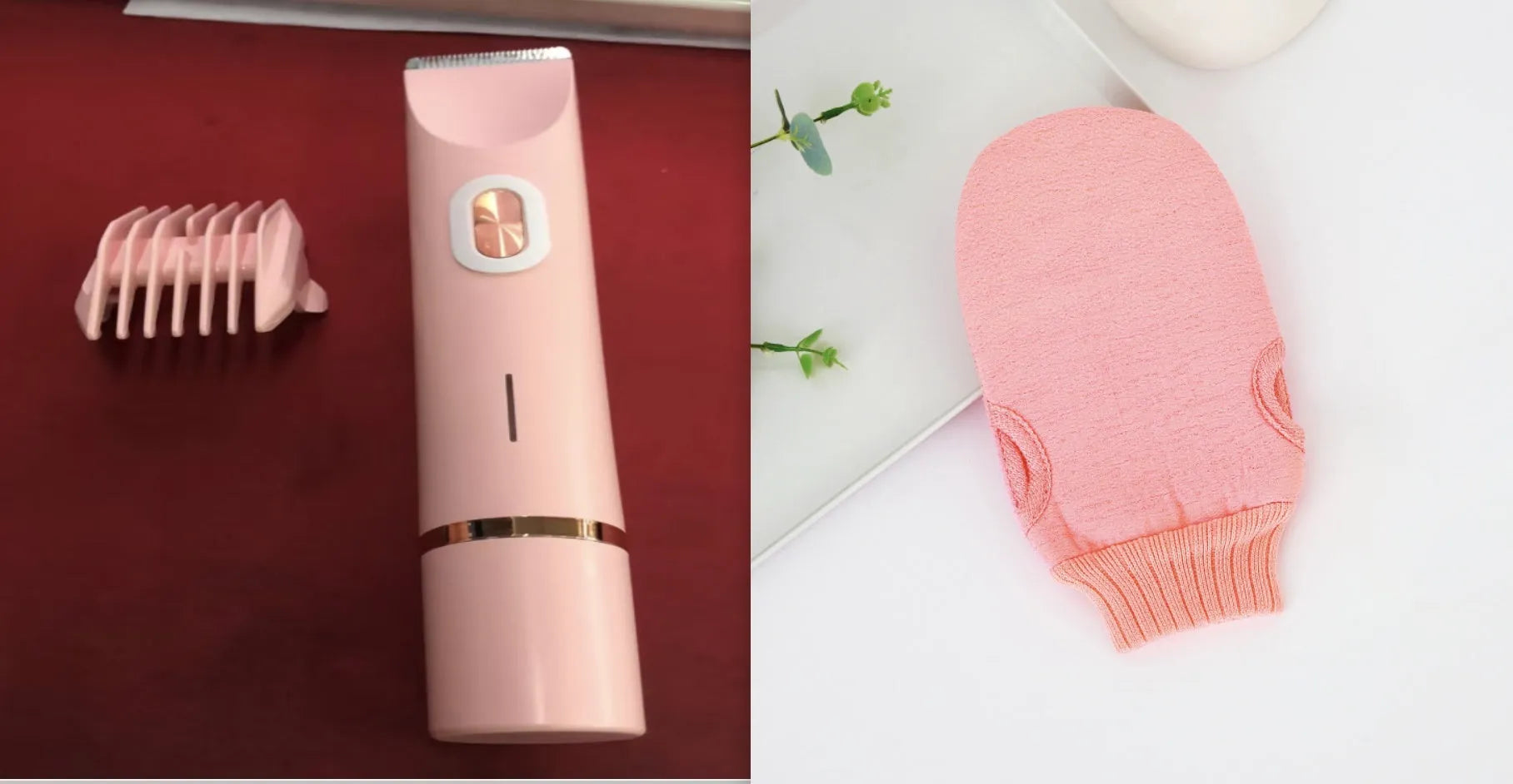 Pink women's electric hair remover with double head design for body grooming