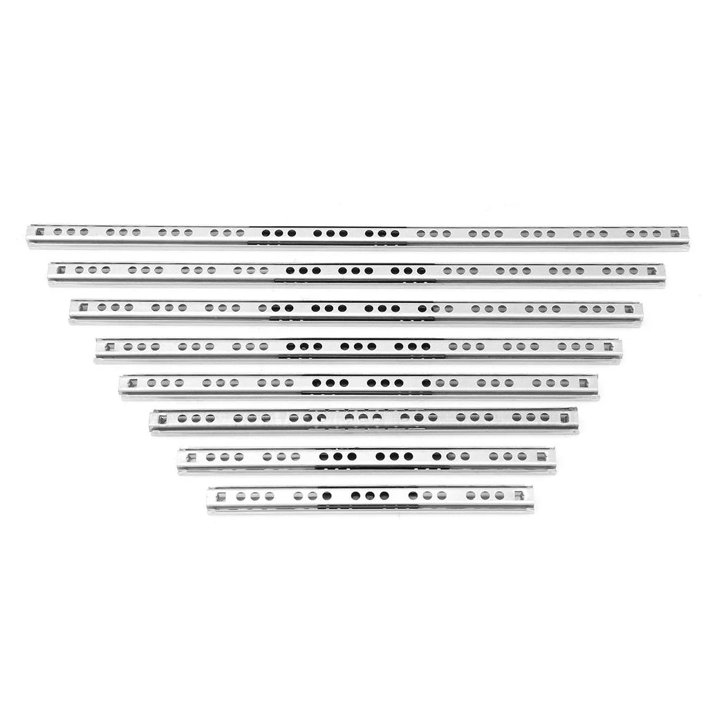 Ultra-narrow 17mm drawer slide rail with ball bearing mechanism in extended position