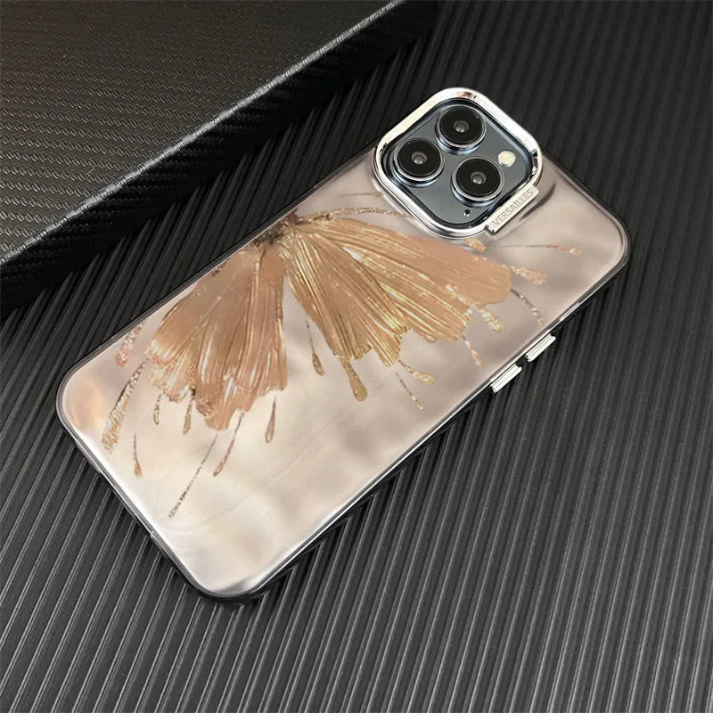 Electroplated butterfly pattern phone case with water ripple blue colour for iPhone 14 Pro