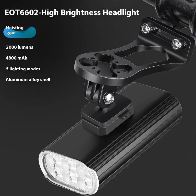 Aluminium alloy bicycle headlight with USB Type-C charging port and quick release mounting bases