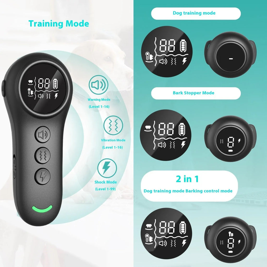 Smart 3-in-1 dog trainer bark stopper with multiple training modes in white ABS plastic