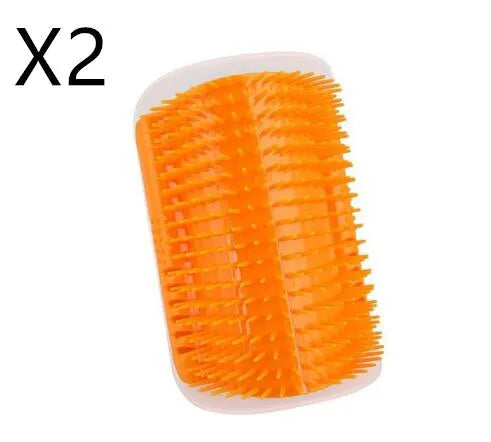 Cat self-grooming brush with mint pad, blue colour, 9x13cm size, on light background