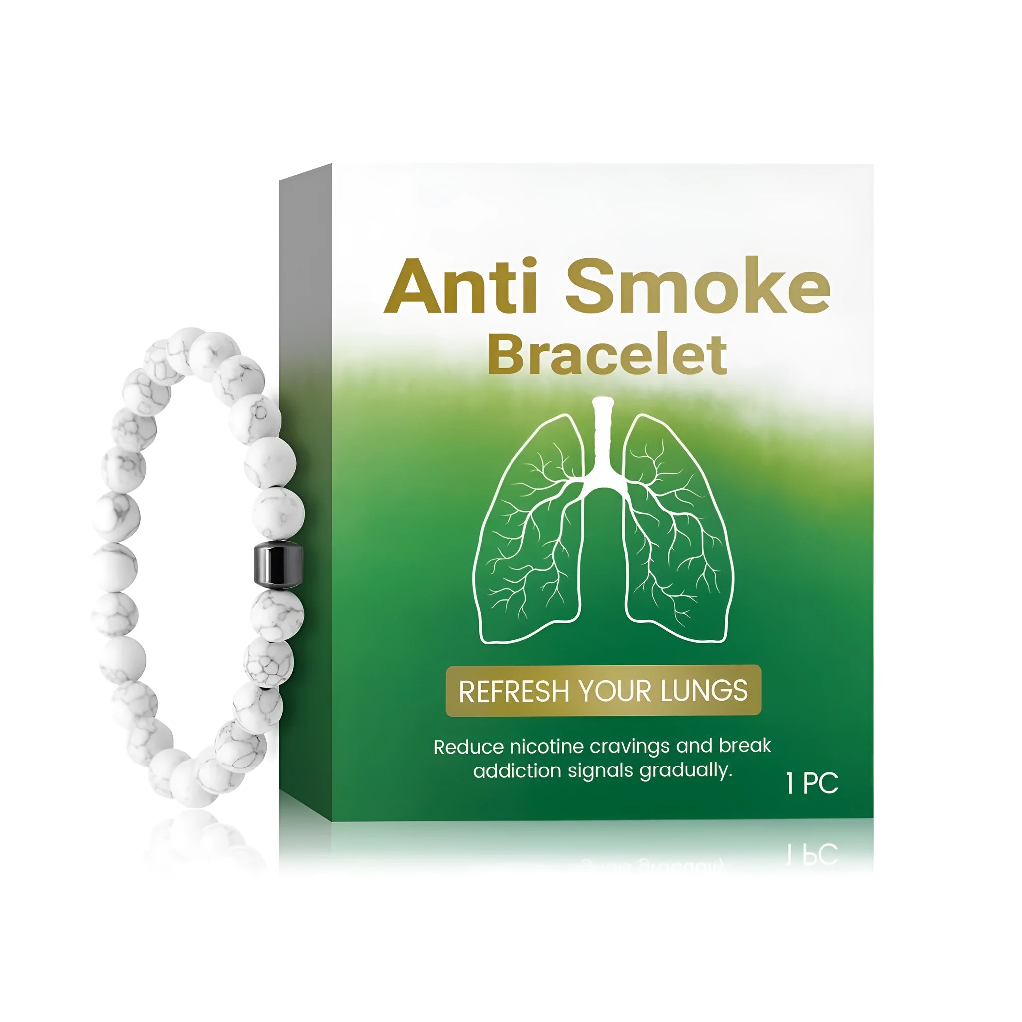 A women's smoke prevention bracelet made from blue synthetic turquoise stone.