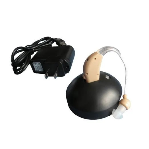 U-Kiss rechargeable behind-the-ear digital hearing aid amplifier in mini size.