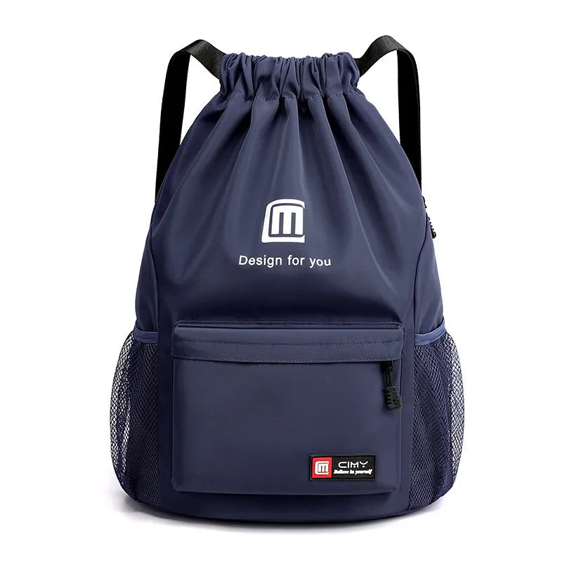 Oxford fabric drawstring backpack in multiple colours with foldable design and shoulder straps