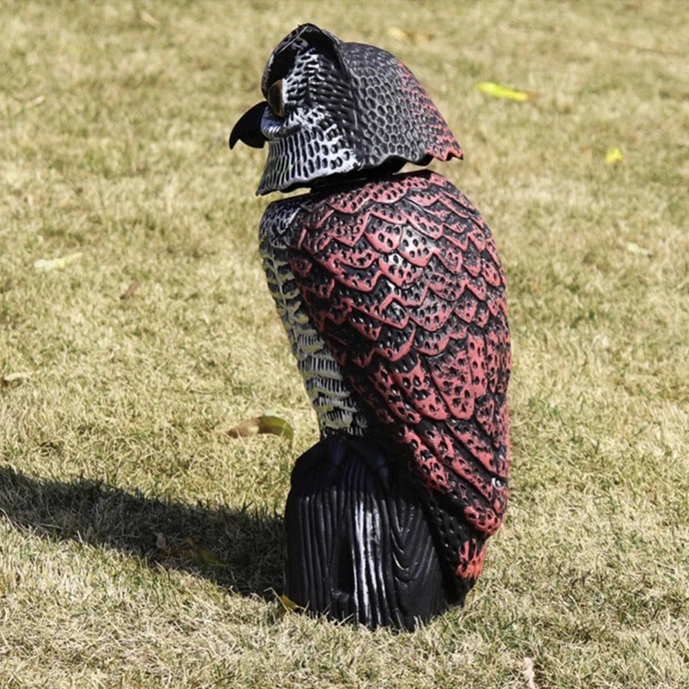 PE animal repeller decoy in owl and crow styles with owl 16 x 15 x 38.5cm and crow 38 x 12.5 x 23cm