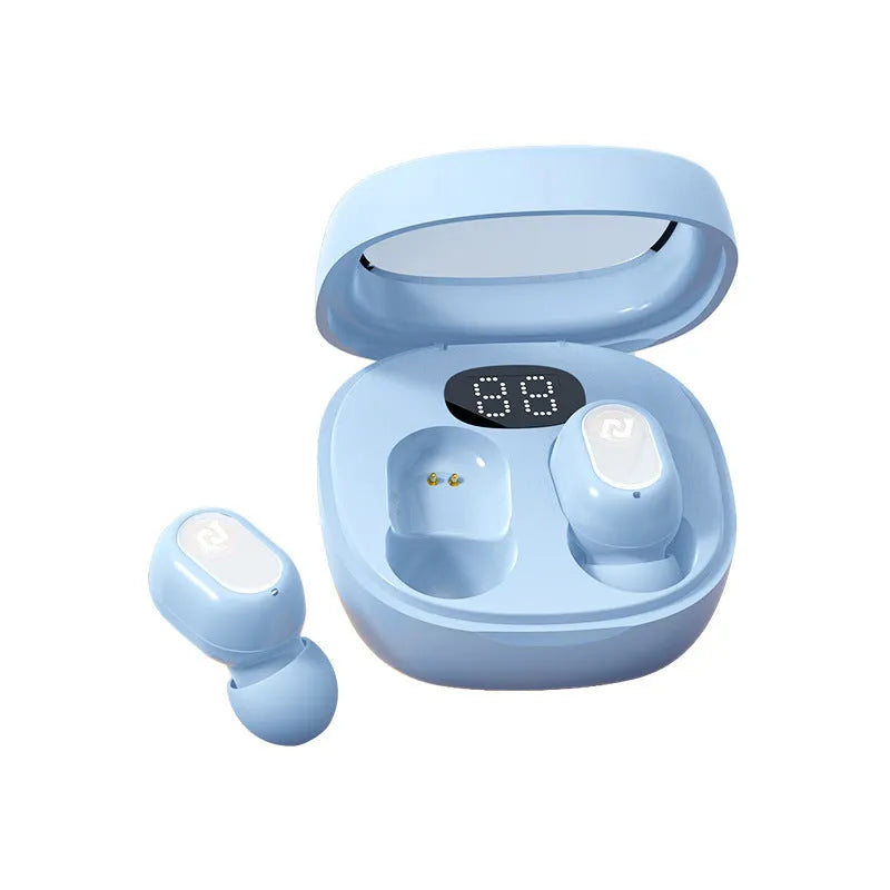 E10 wireless Bluetooth headset mini in in-ear style with digital display, available in multiple colours