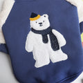 Dark blue fleece-lined cotton winter jacket for large dogs on a white background