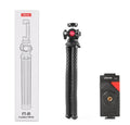 Black octopus leg mobile phone tripod set with clip, FT-01 model, aluminium alloy construction