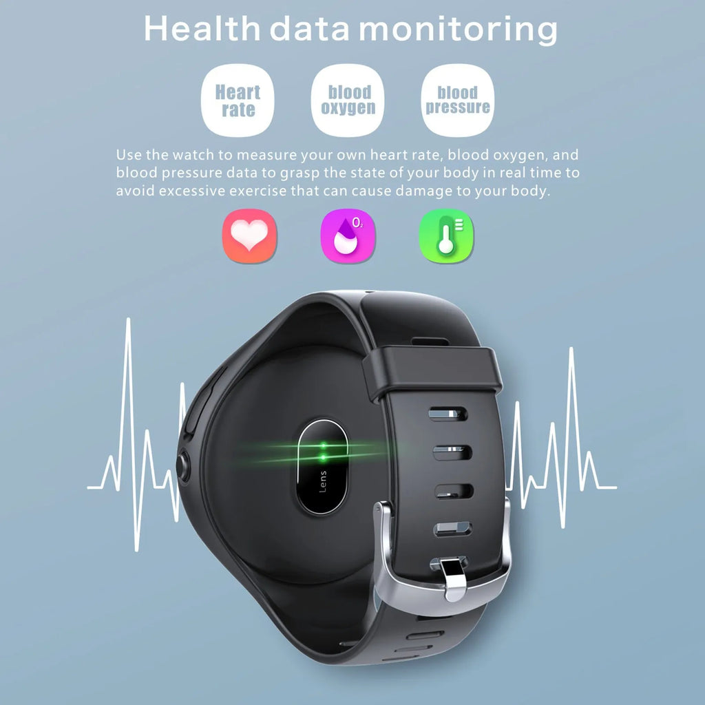 Black Bluetooth headset integrated with detachable smart bracelet showing colour screen display