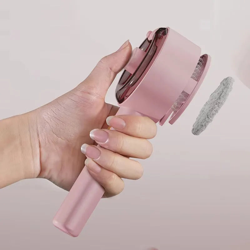 3-in-1 electric steam brush for cat and dog grooming, pink, with spray and massage comb