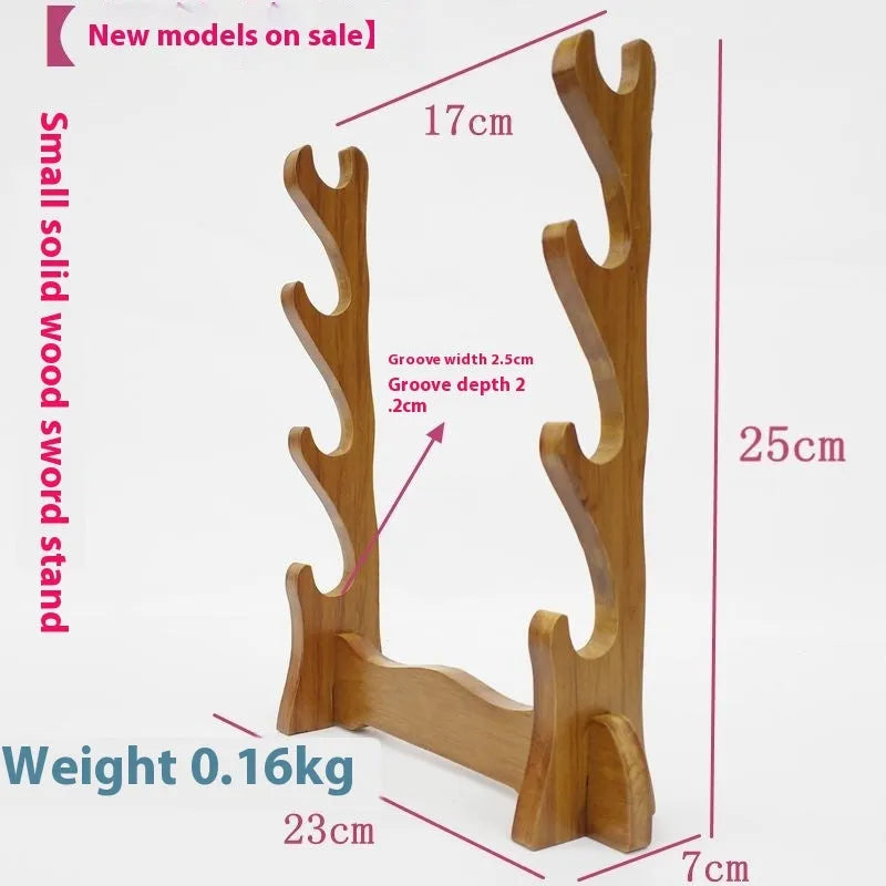 Chinese style solid wooden handmade bracket shelf with multiple display layers mounted on a wall.