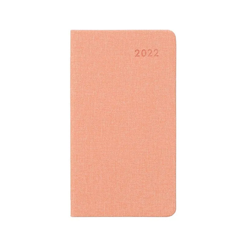Monthly plan pocket business office notebook with PU leather cover in six colour options sky blue black red pink yellow brown royal blue gray