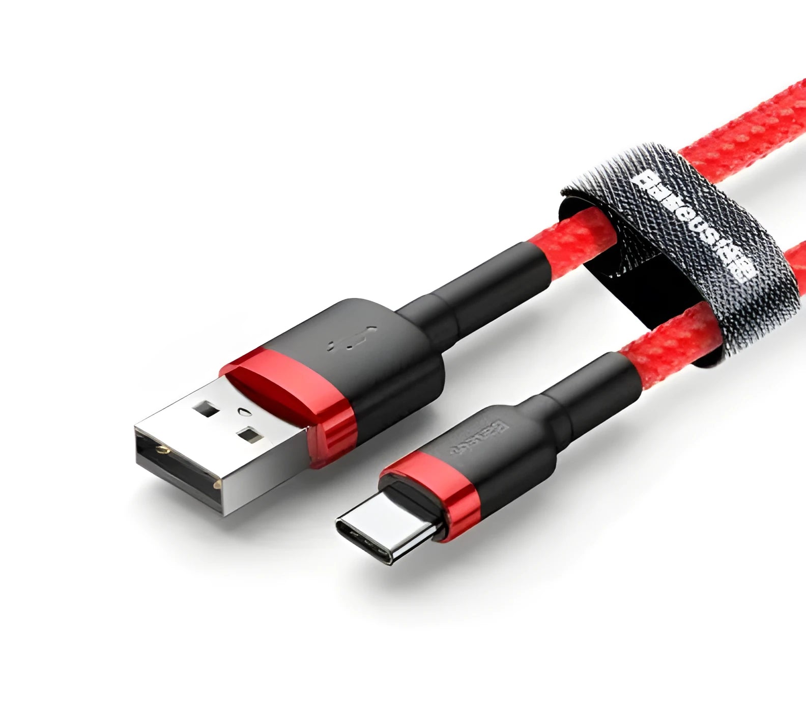 Grey black woven braided Android Micro USB charging and data cable shown at different lengths.
