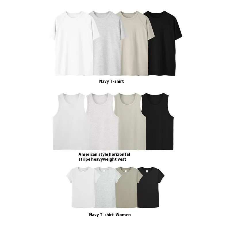 Navy men's slim fit short sleeve t-shirt on a hanger