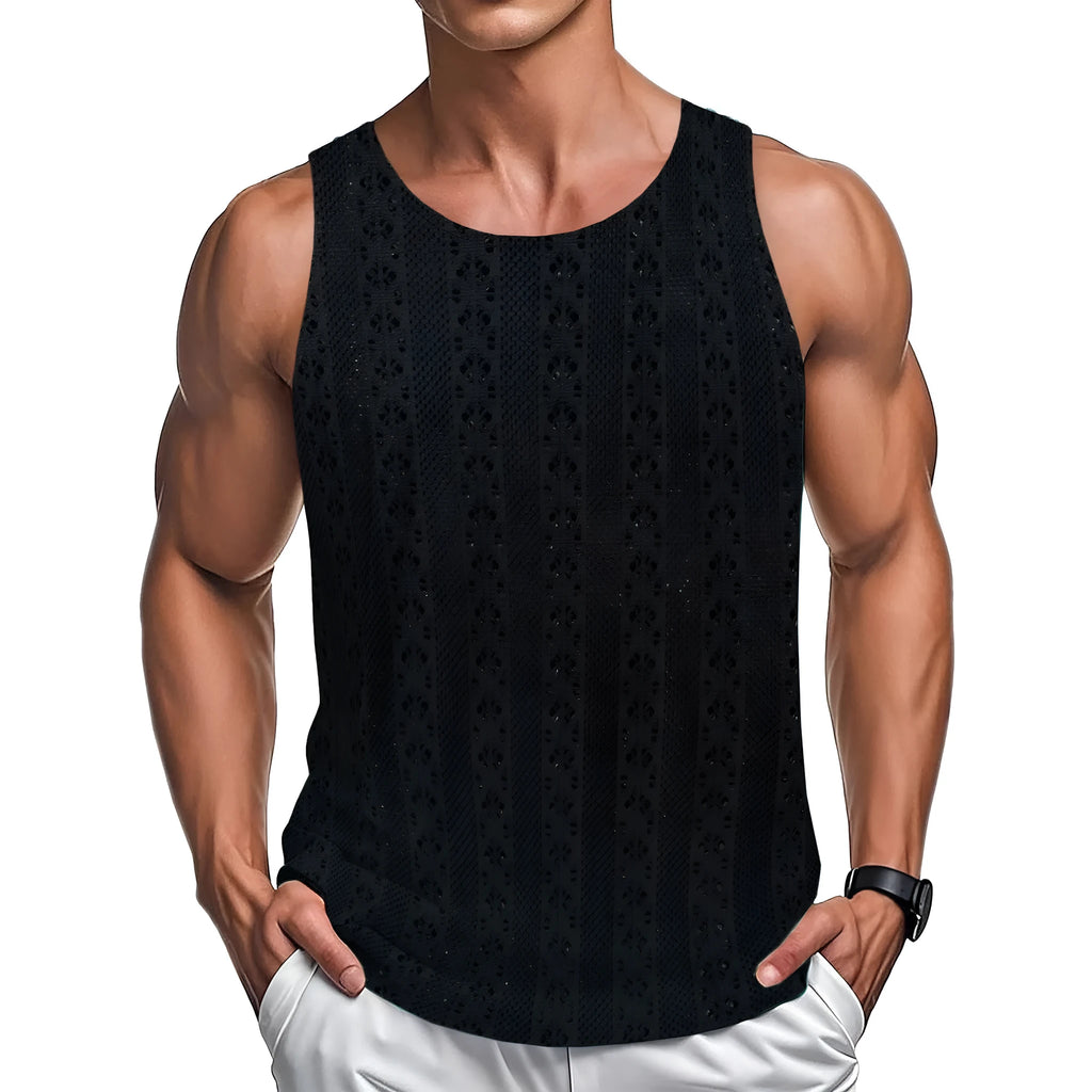 Round neck casual beach style loose polyester vest in khaki